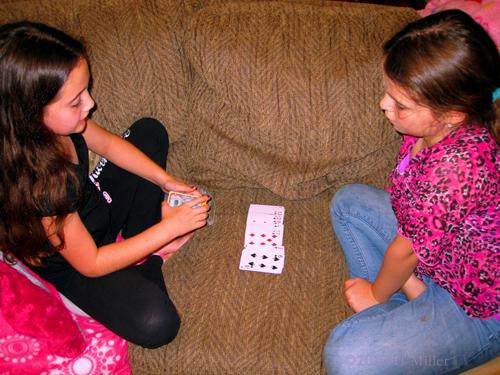 Cards And Kids! Spa Party Guests Play Cards!