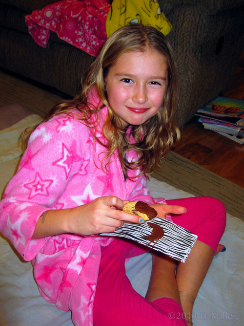 Zebra Print Napkins And Cookies Dipped In Chocolate Fondue