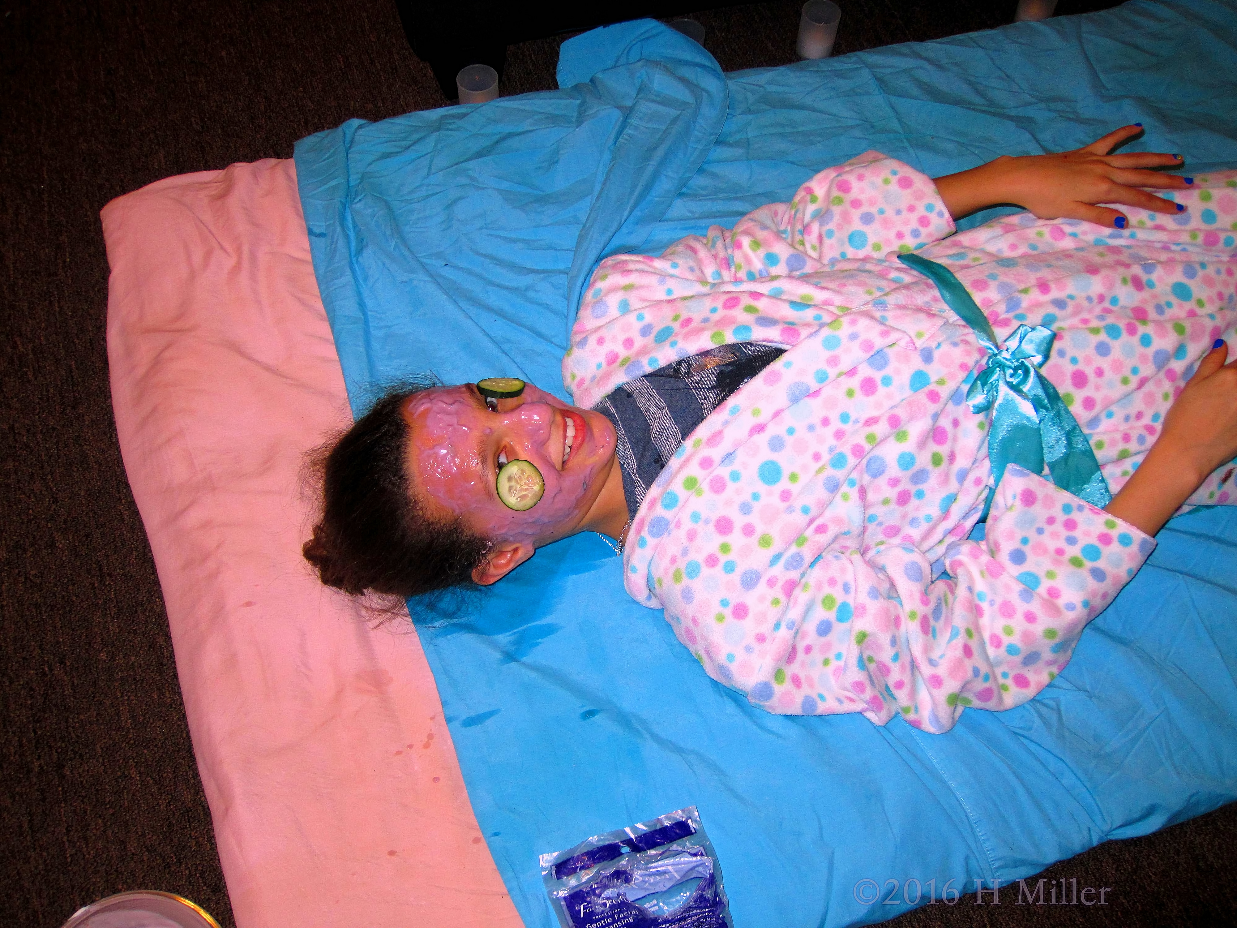 Smiling During Her Blueberry Facial Smiling During Her Blueberry Facial