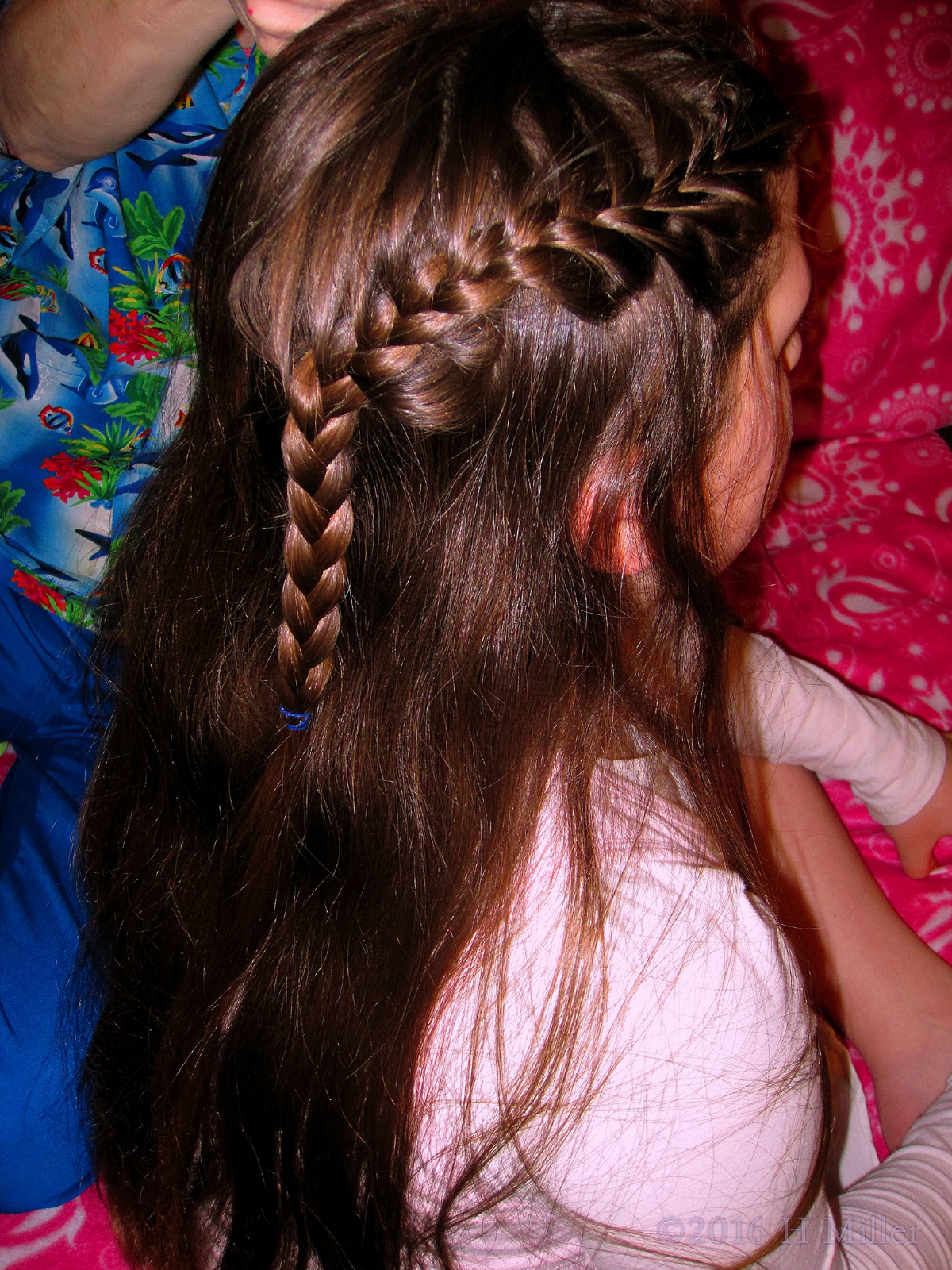 Cute Home Kids Spa Braid Hairstyle In Progress. 