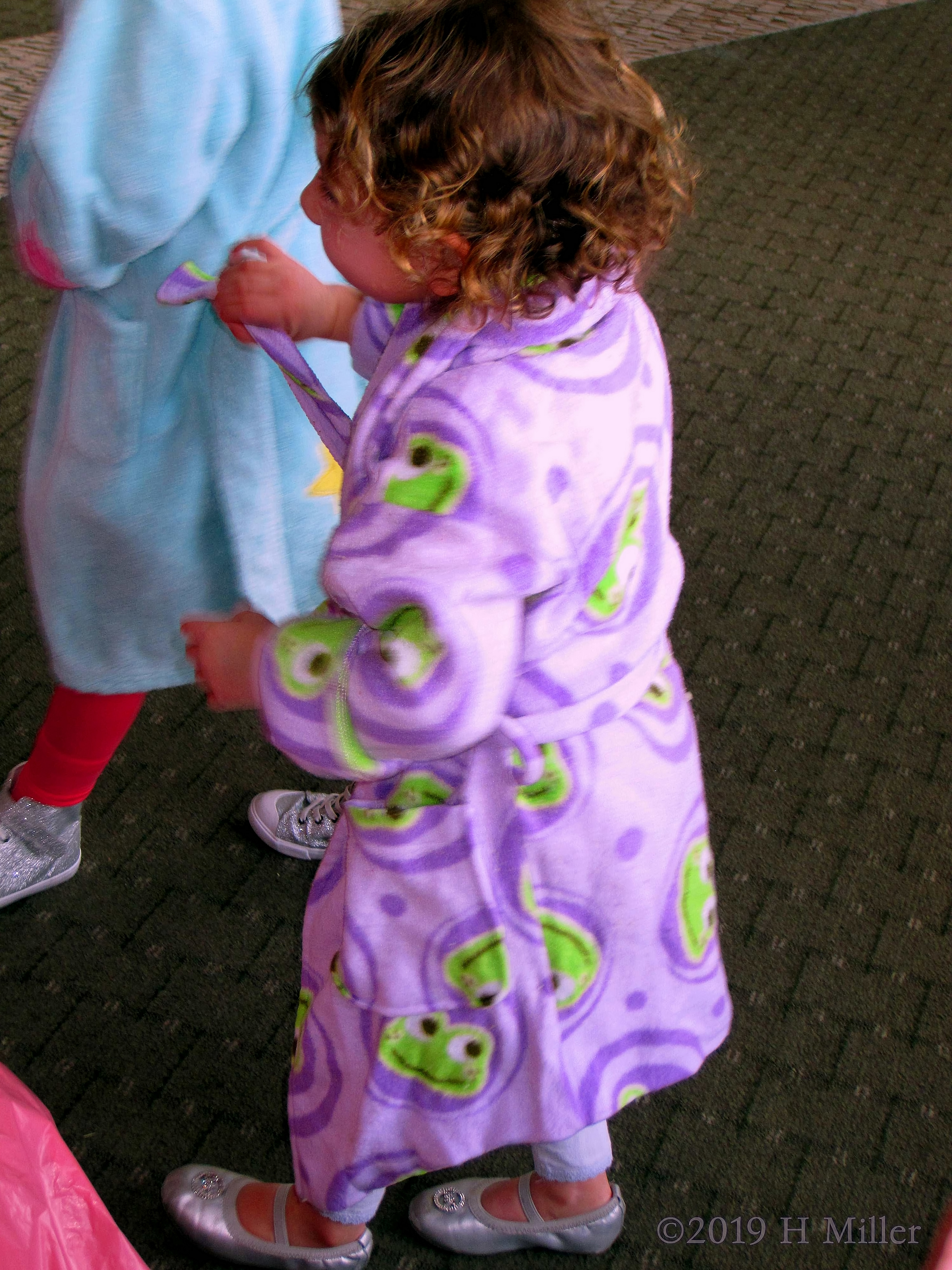 Tying The Sash On Her Frog Spa Robe! Tying The Sash On Her Frog Spa Robe!