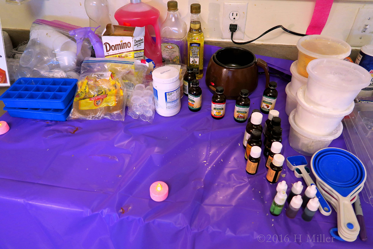 Supplies And Ingredients For The Spa Party Crafts.