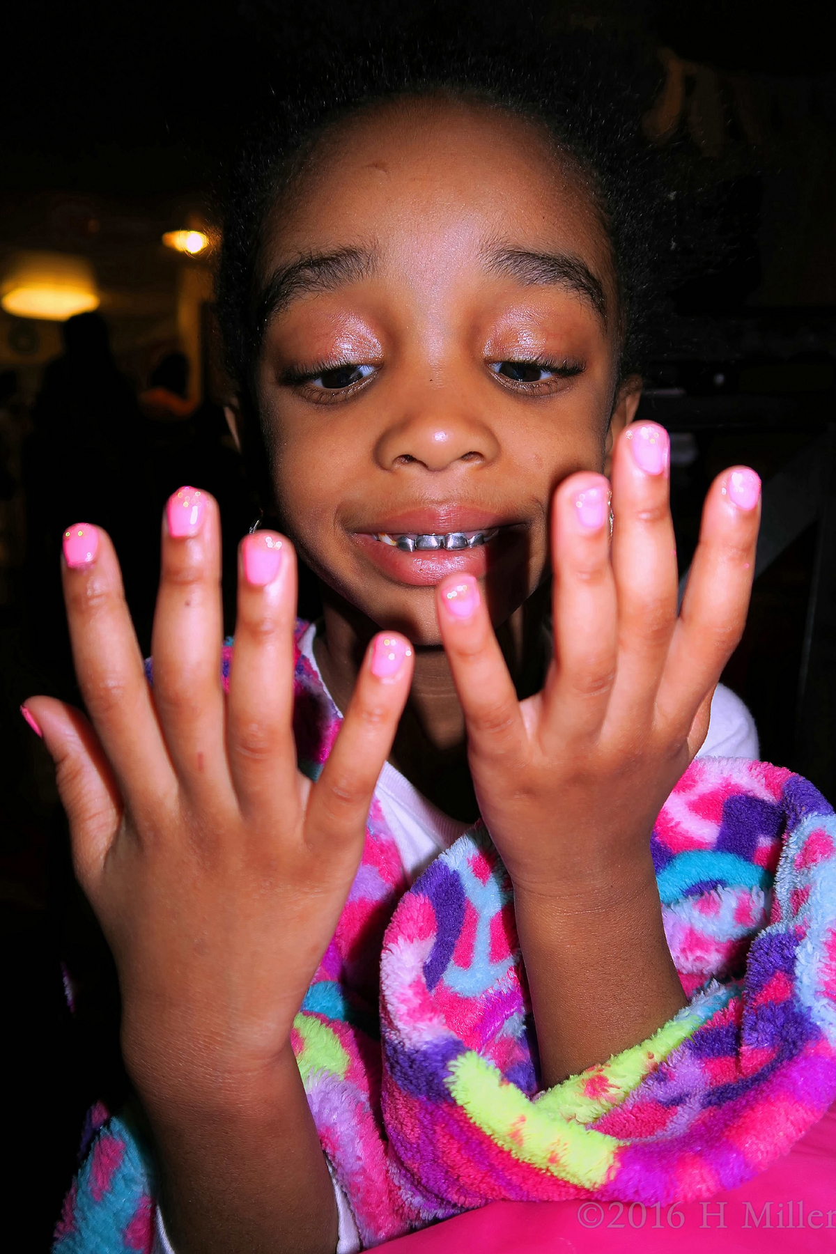 Pink Nails At Gabriella's Spa Party. 