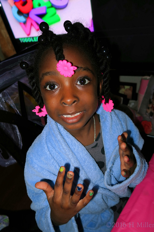 Finished With Her Mini Mani. Finished With Her Mini Mani.