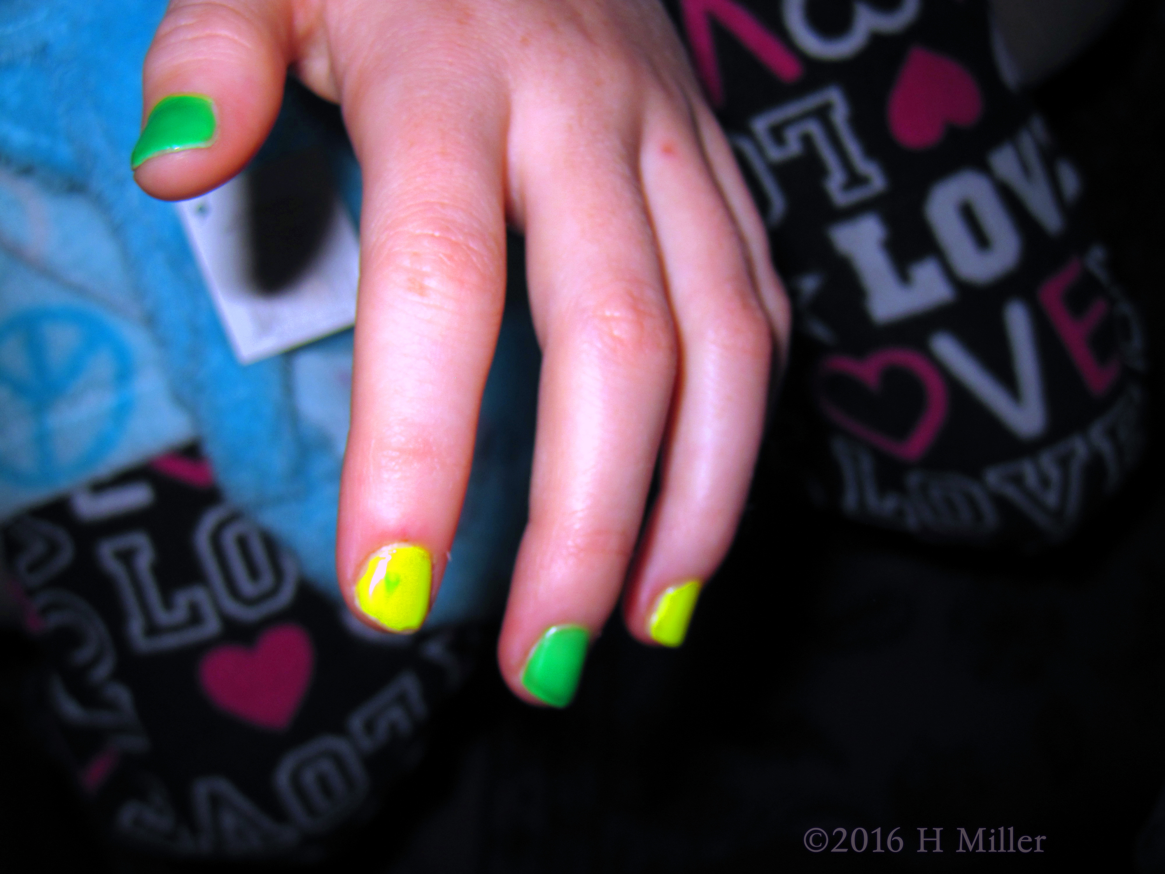 Bright Yellow And Green Mini Mani Bright Yellow And Green Mini Mani