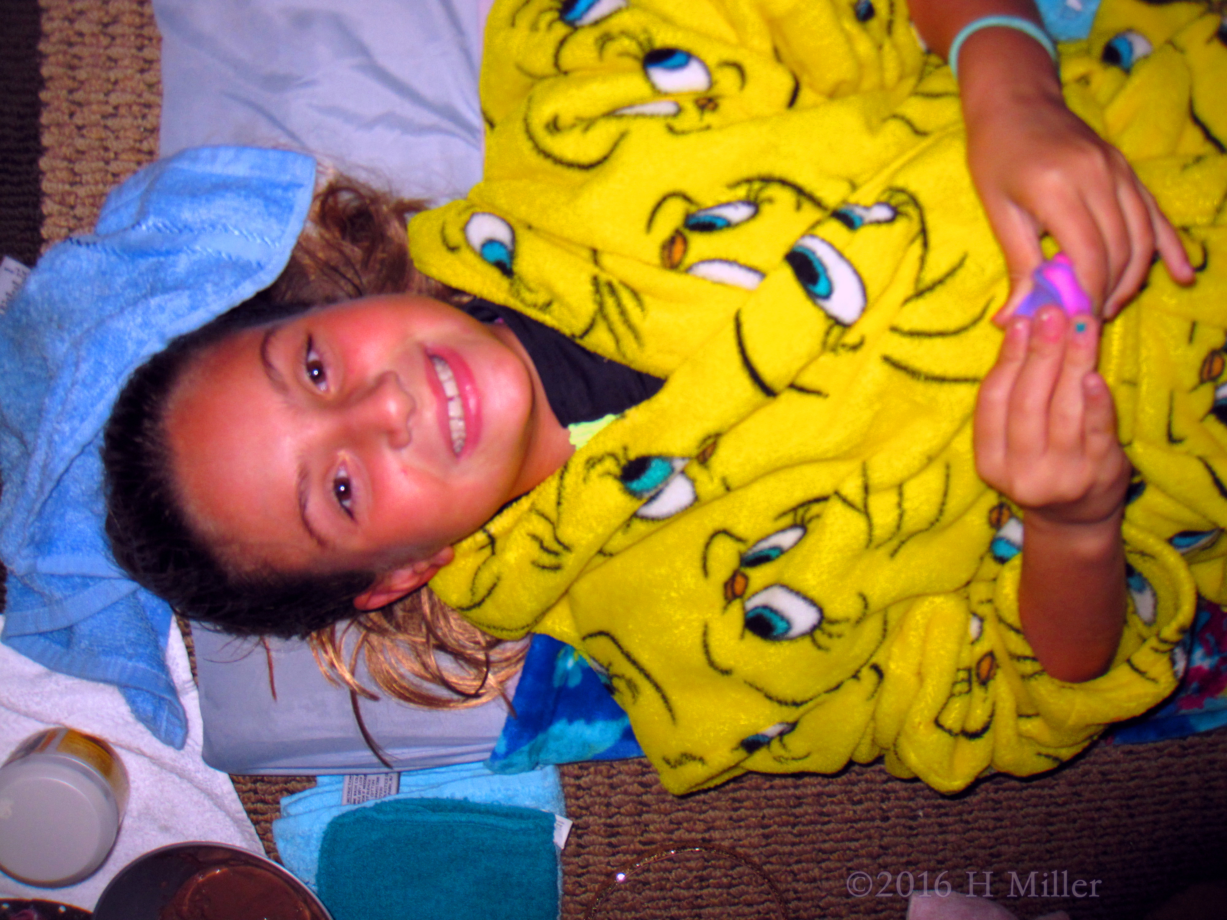 Smiling Wide Before Her Girls Spa Treatment Smiling Wide Before Her Girls Spa Treatment