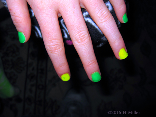 Neon Green And Yellow Mini Mani