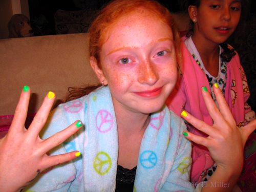 She's Loving Her Neon Mini Mani