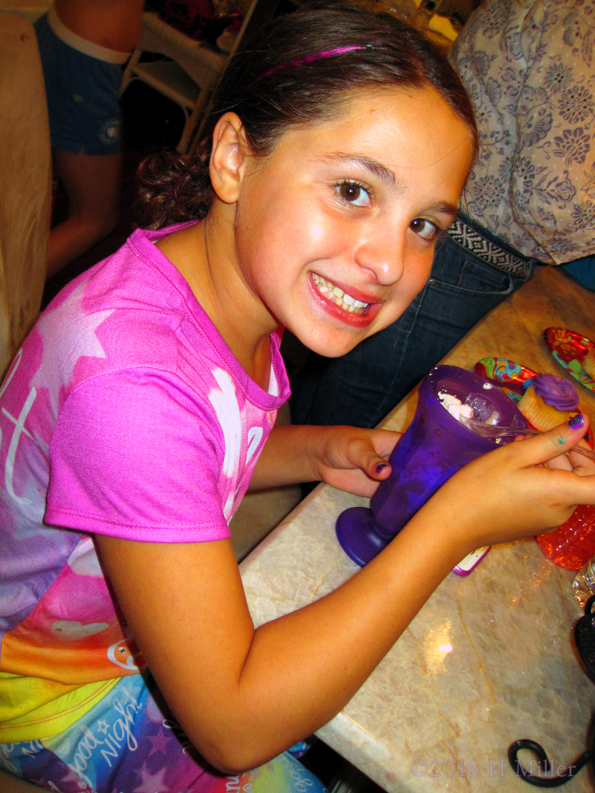 Enjoying Her Birthday Dessert! 