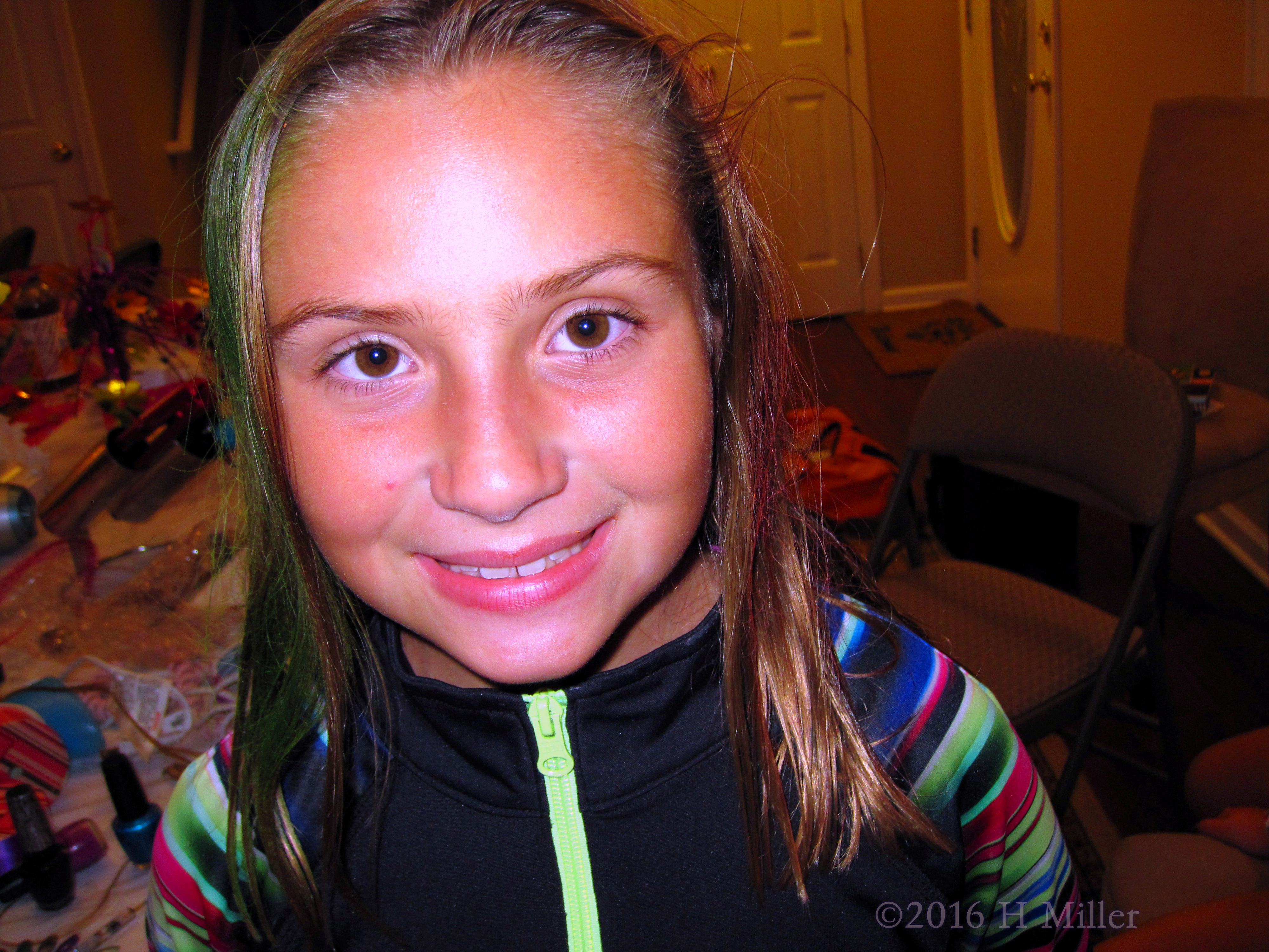 She Looks Happy With Her Green Temporary Hair Dye 
