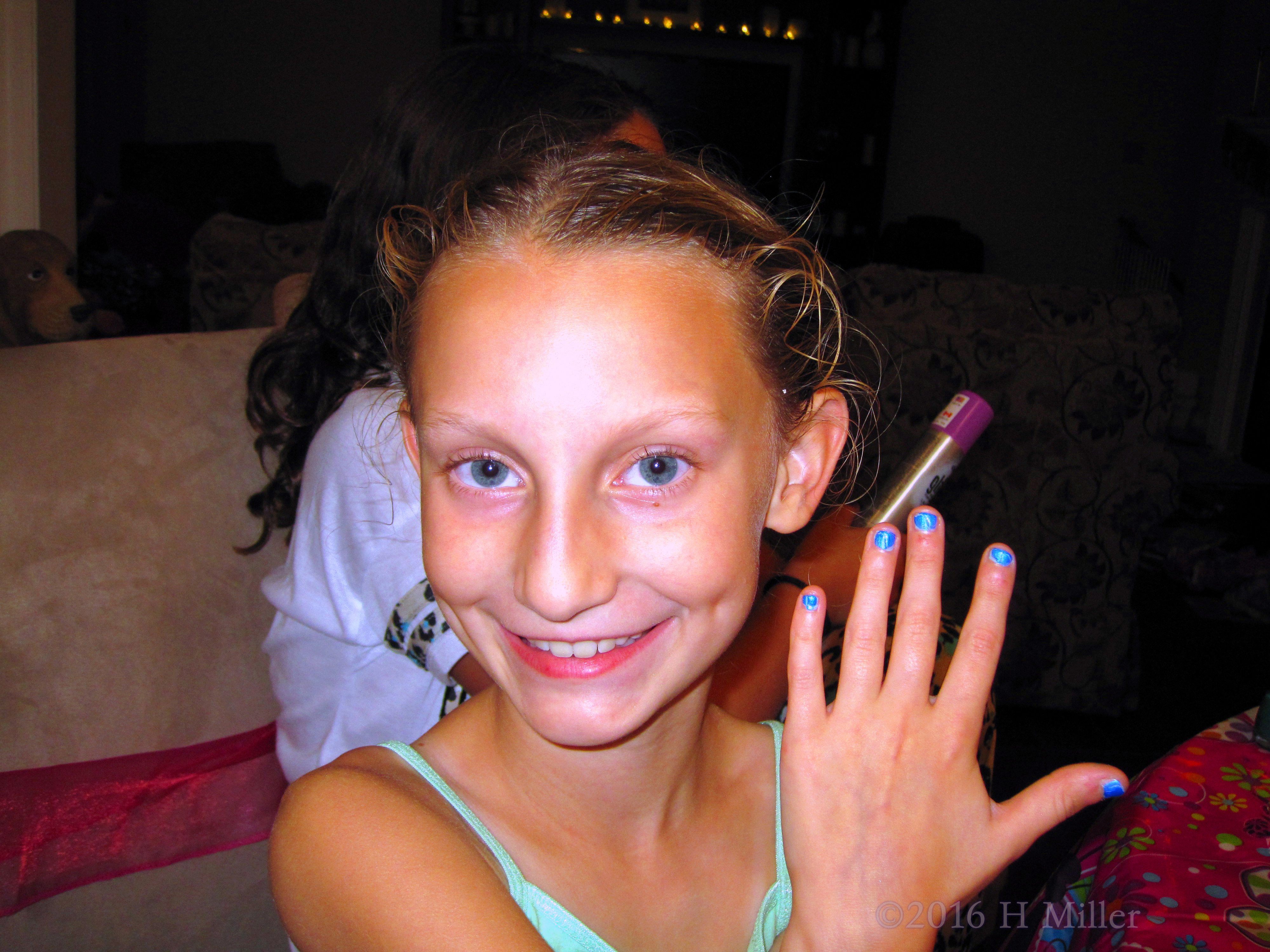 She Loves Her New Blue Mini Mani. She Loves Her New Blue Mini Mani.