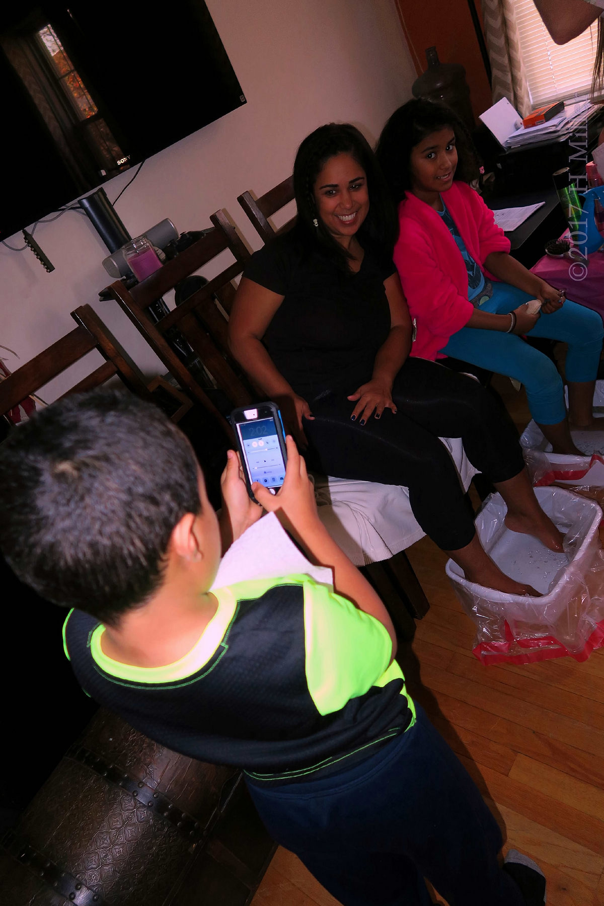 The Son Takes A Picture Of Mom And Sister Getting Pedicures! 