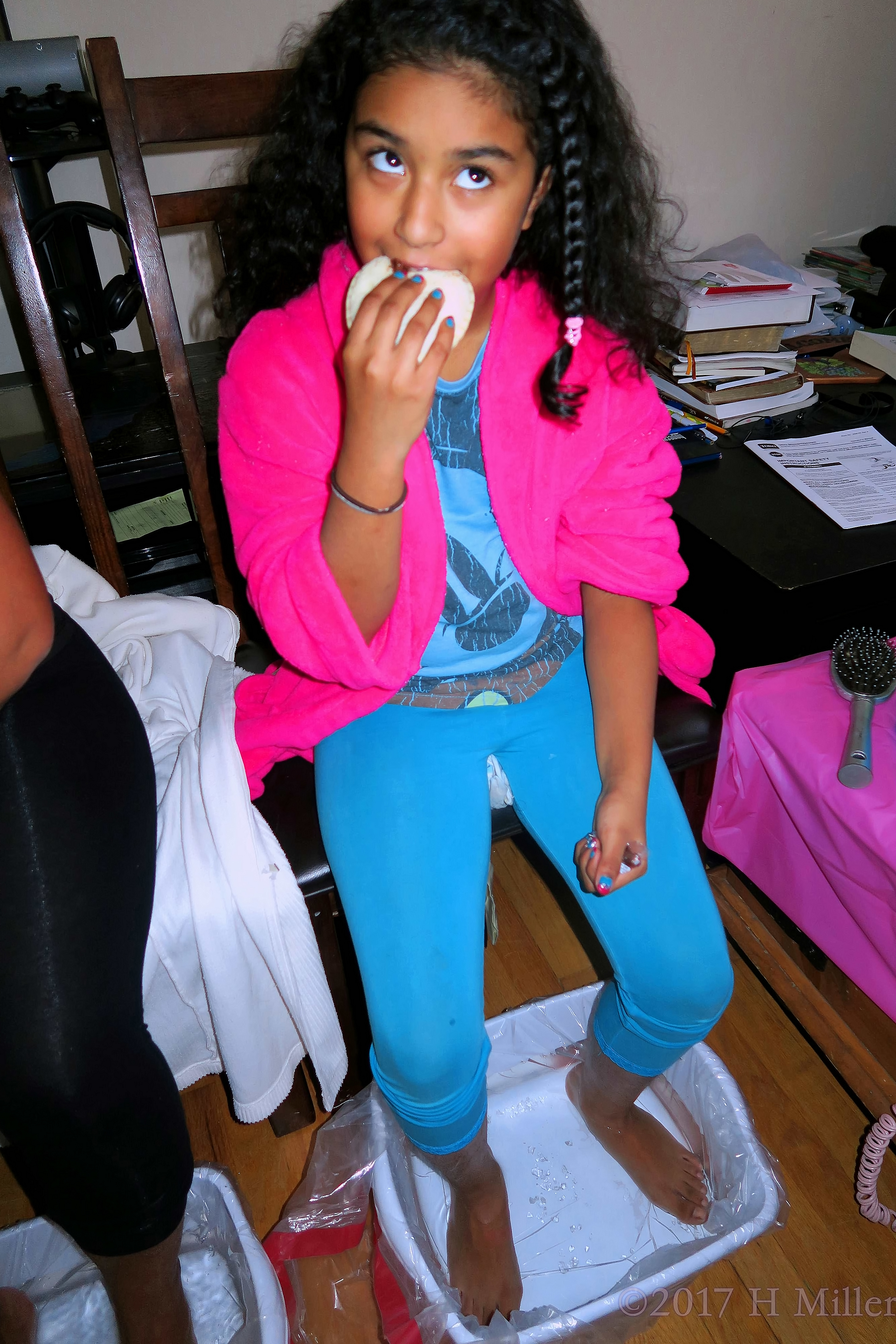 The Birthday Girl Having A Snack During Girls Pedicures! The Birthday Girl Having A Snack During Girls Pedicures!