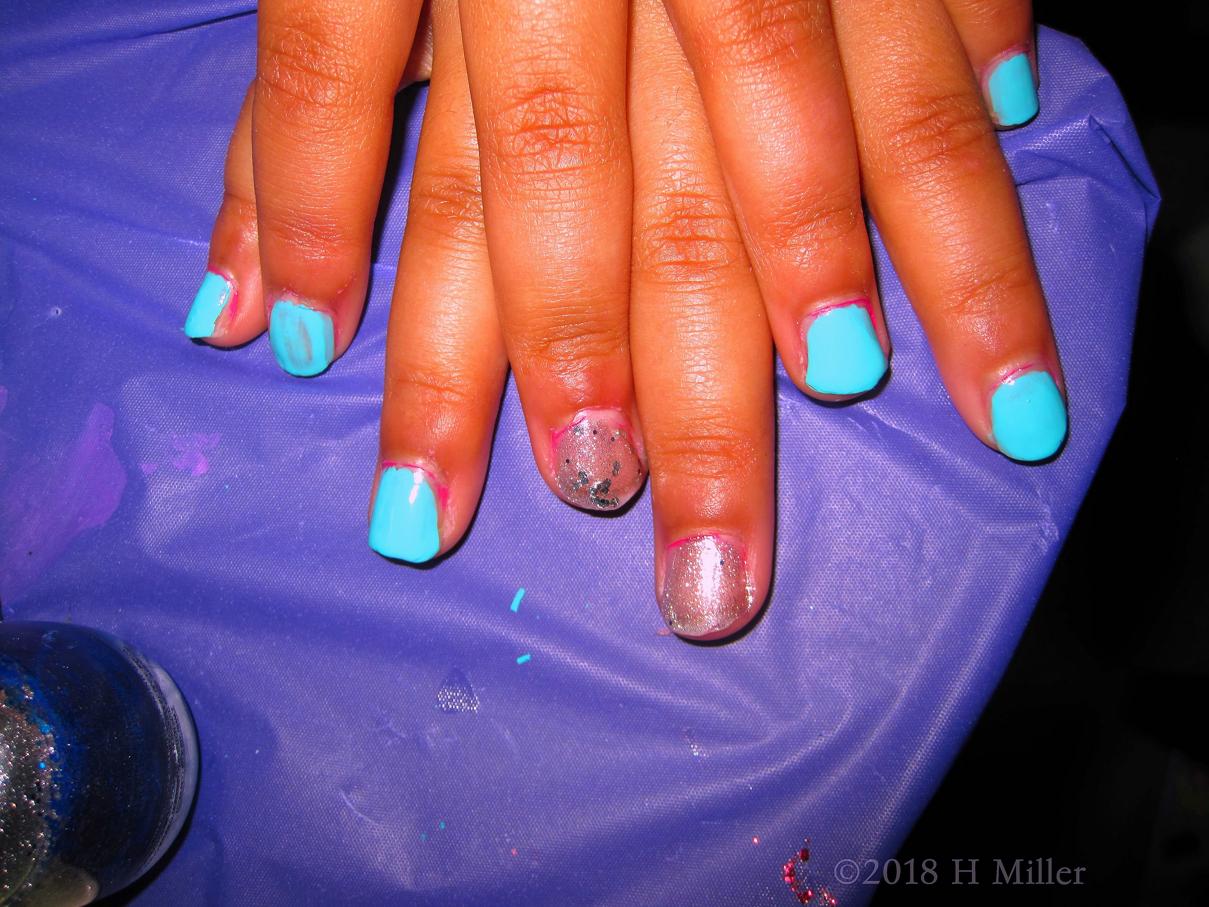 Blue And Glitter Accent Nail For Girls Mani! Blue And Glitter Accent Nail For Girls Mani!