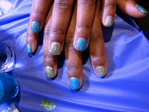 Blue And Gold Sparkle Polish For Girls Manicure