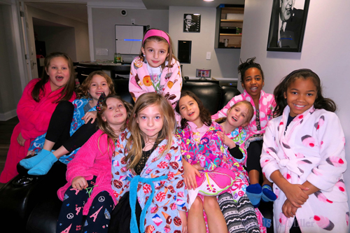 Girls Being Girls! Group Photo Of The Girls In Kids Spa Robes!
