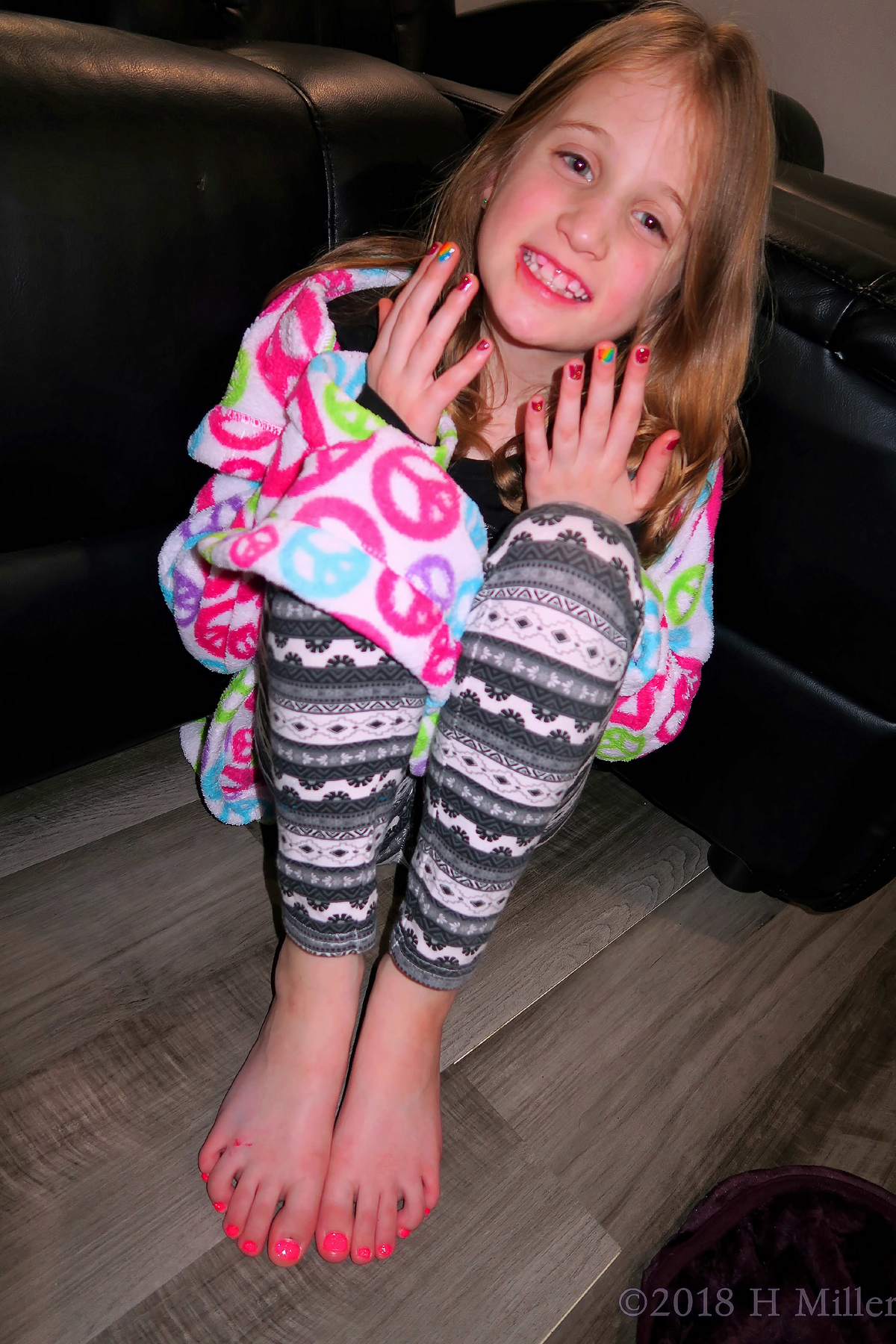 Party Guest Patiently Waits For Polish To Dry, Posing With Her New Mini Mani And Mini Pedi! 