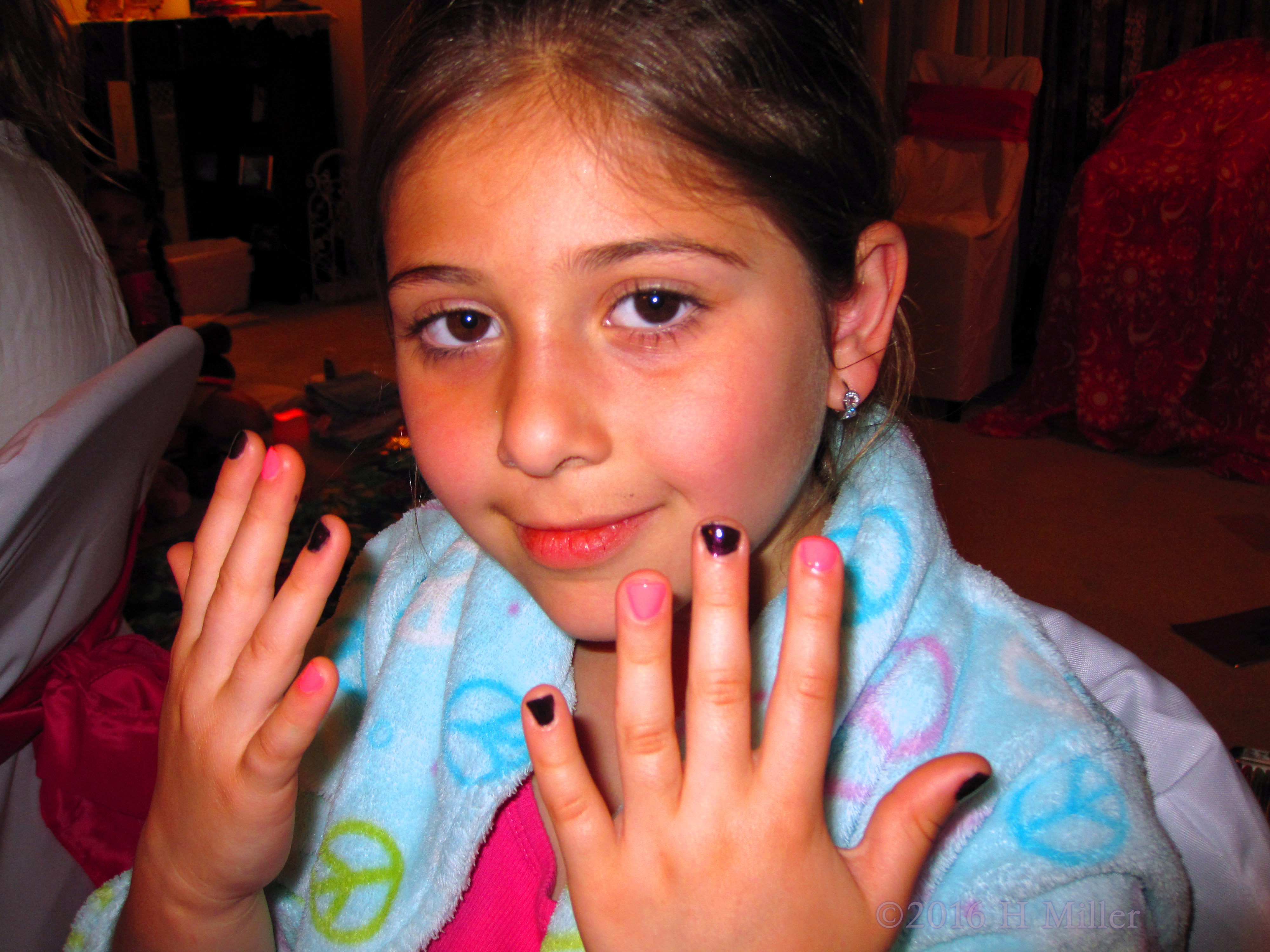 Smiling After Kids Manicures. 