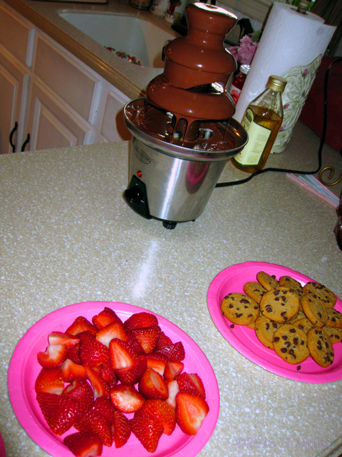 Chocolate Fondue With Strawberries And Cookies!