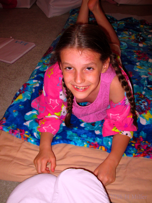 She Looks Calm During Her Kids Massage. She Looks Calm During Her Kids Massage.