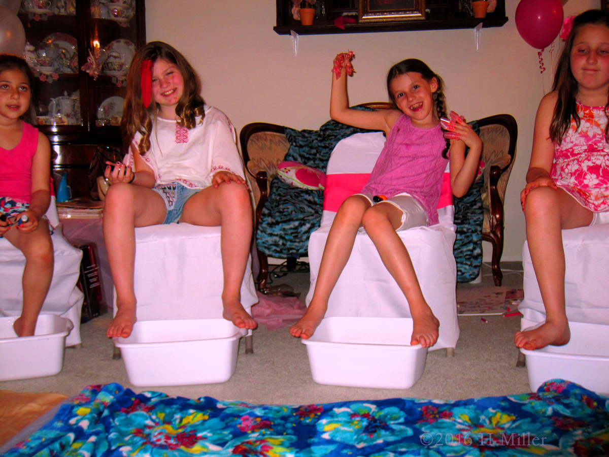 Chatting And Having Fun During Kids Pedicures. 