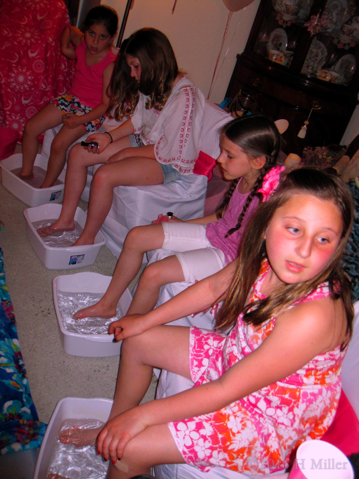 Relaxing During The Girls Pedi Footsoak. 