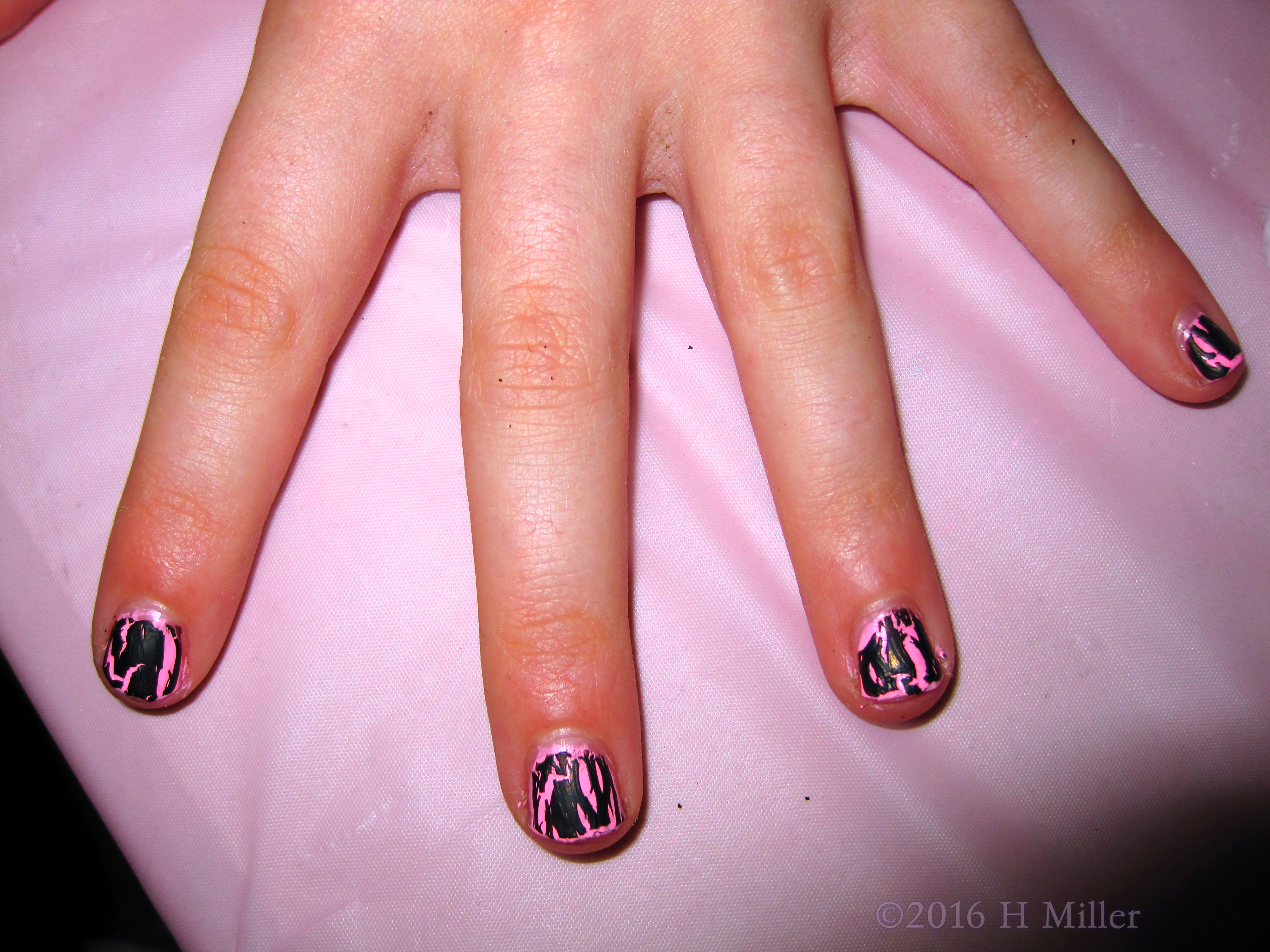 Awesome Black Shatter Manicure For Girls!