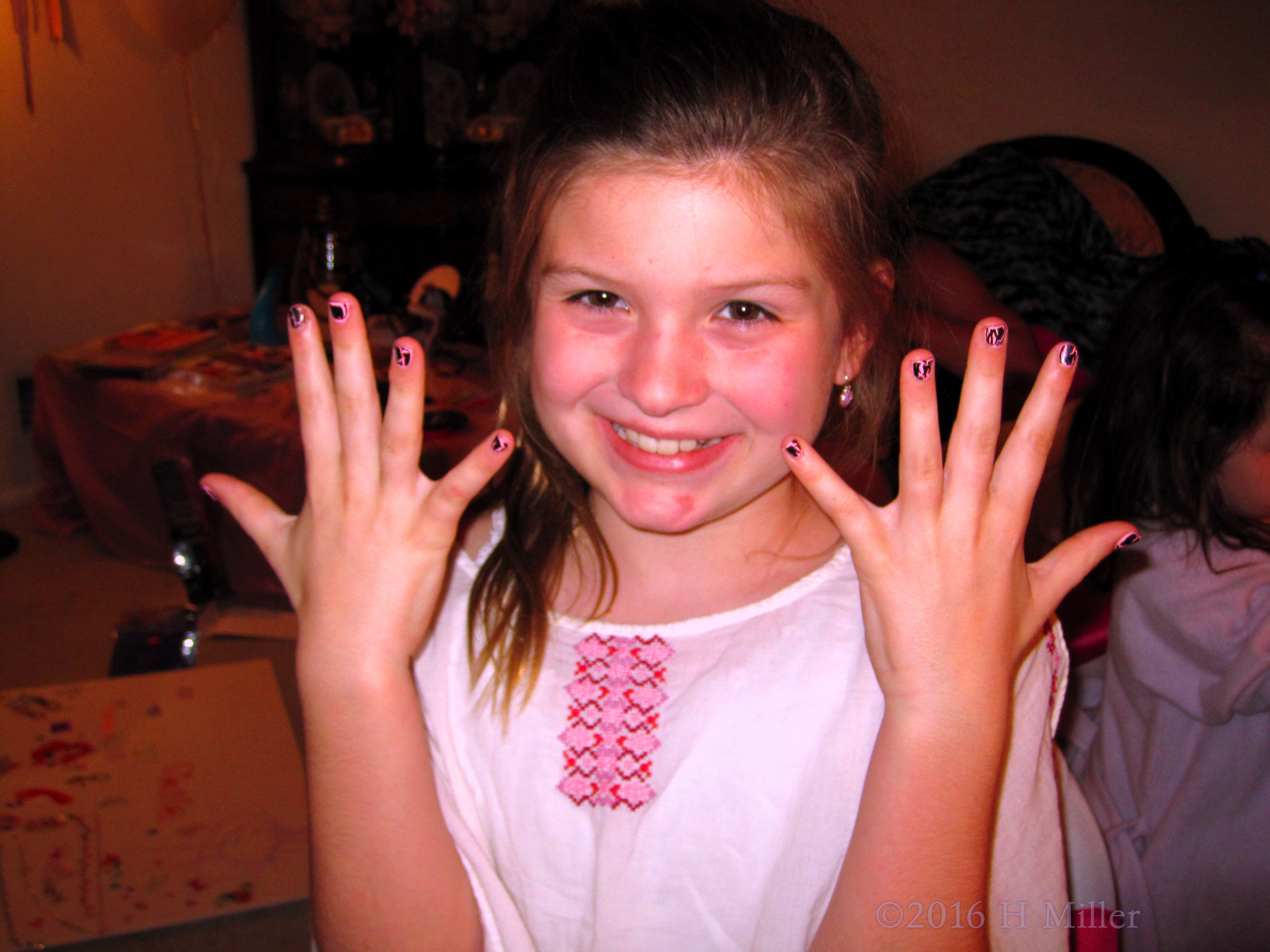 Smiling And Happy With Her Brand New Manicure For Girls!