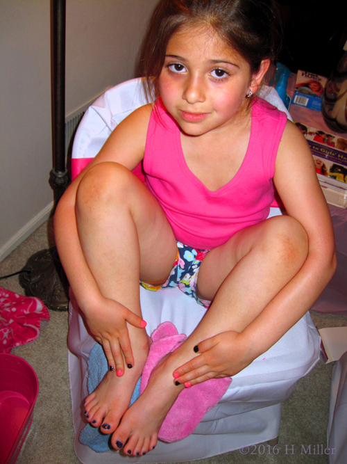 She's Happy With Her New Mini Mani And Pedi. She's Happy With Her New Mini Mani And Pedi.