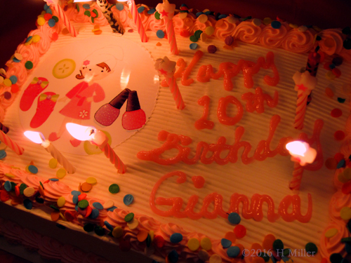 Spa Themed Decorations On This Kids Spa Birthday Cake.