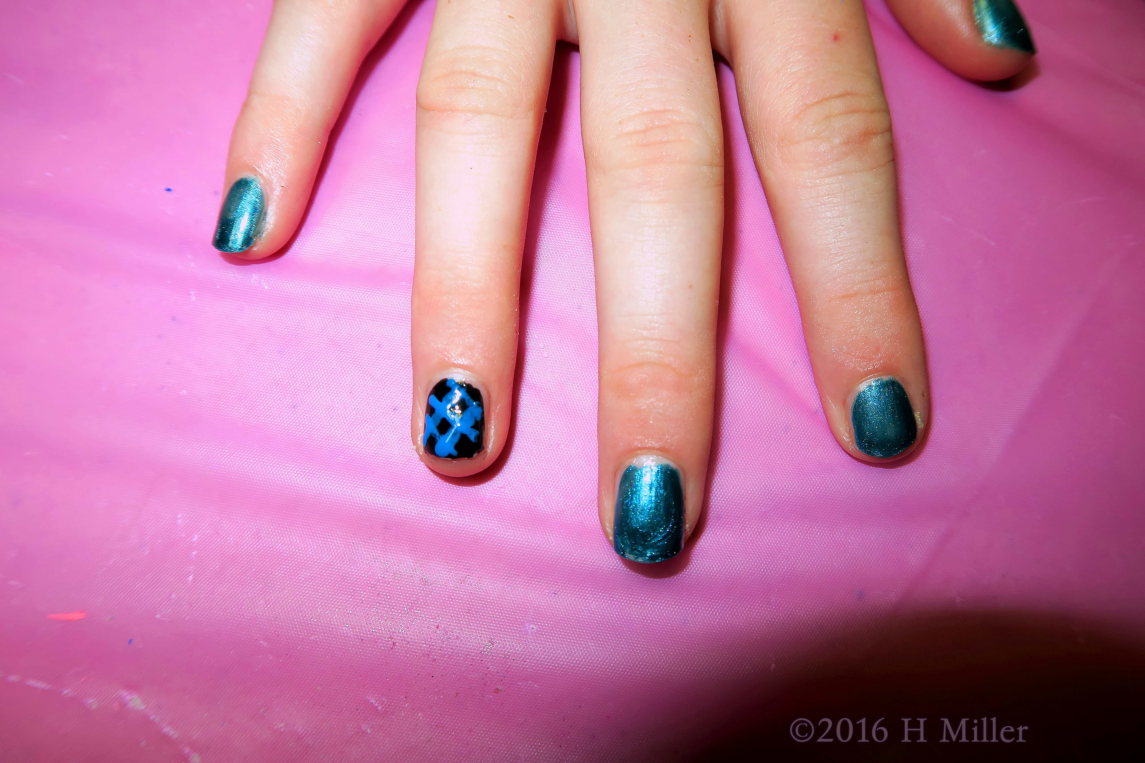 Adorable Teal Kids Spa Sparkly Manicure Adorable Teal Kids Spa Sparkly Manicure