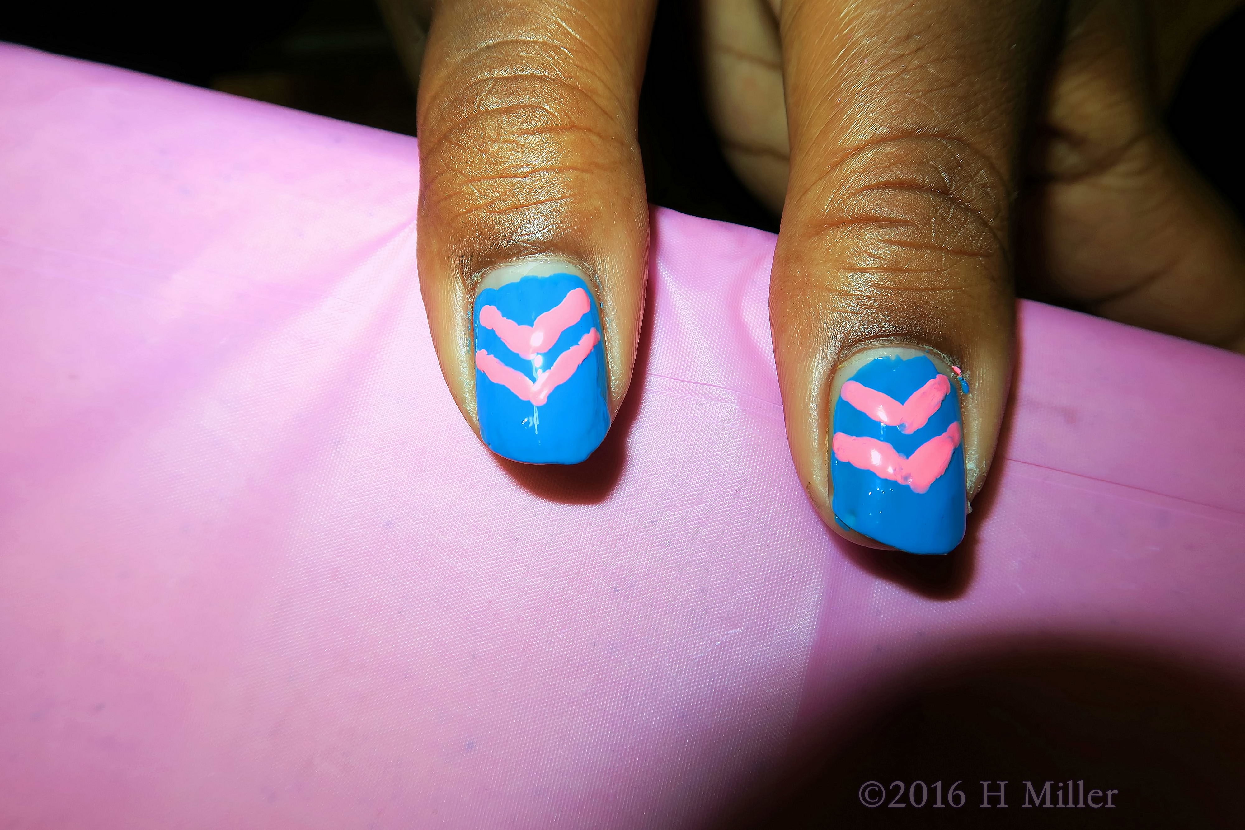 Cute Pink Kids Chevron Manicure Cute Pink Kids Chevron Manicure