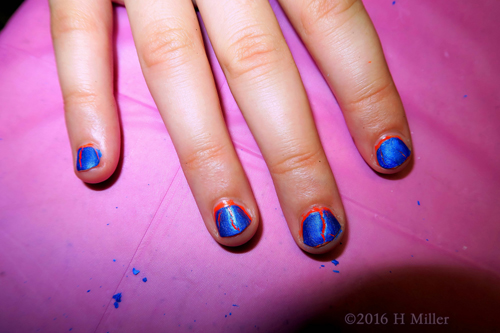 Cool Blue And Orange Mini Mani