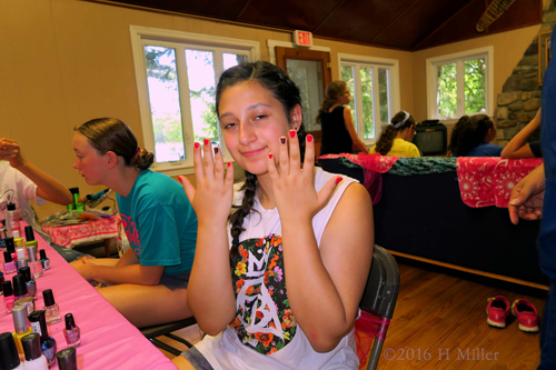 She's Loving Her Red And Black Kids Manicure