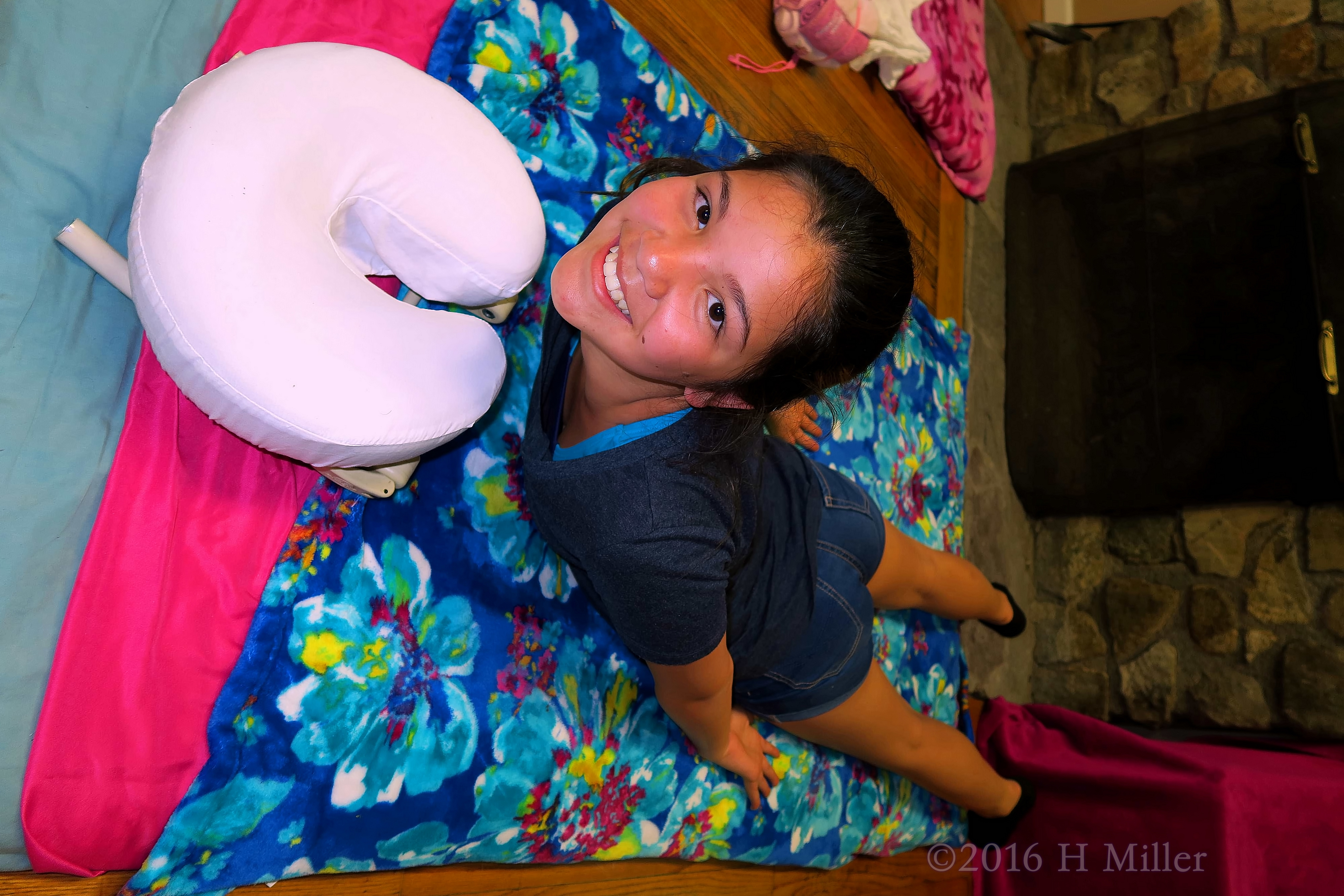 Smiling Wide And Ready For Her Kids Massage. Smiling Wide And Ready For Her Kids Massage.