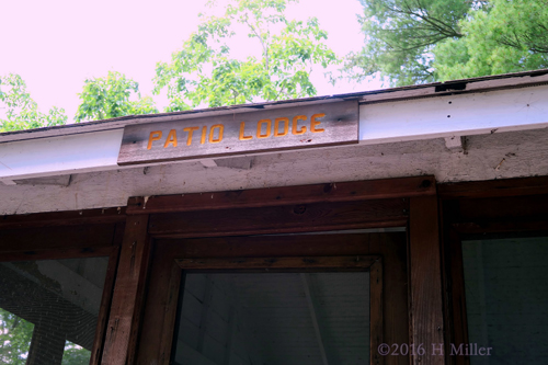 Patio Lodge Outside Sign.
