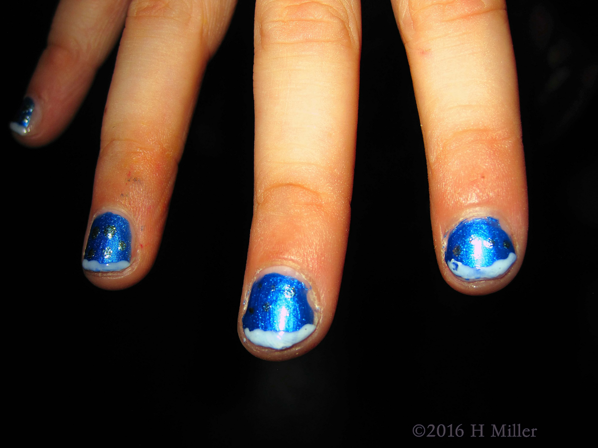Awesome Blue French Tip Home Kids Spa Mani 