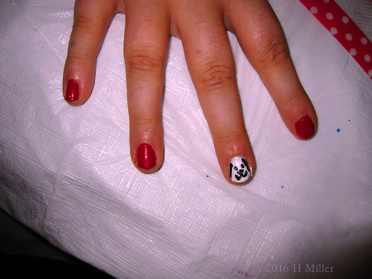 Red And White Mini Mani With Doggie Nail Art! 