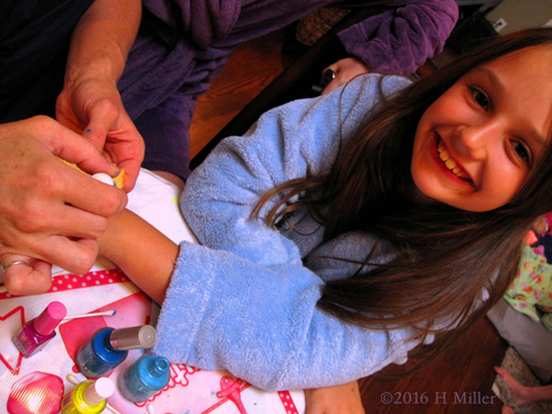 She's Excited For Her Home Kids Spa Manicure She's Excited For Her Home Kids Spa Manicure