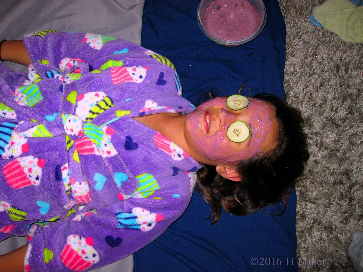 Chilling Out In A Kids Blueberry Facial. 