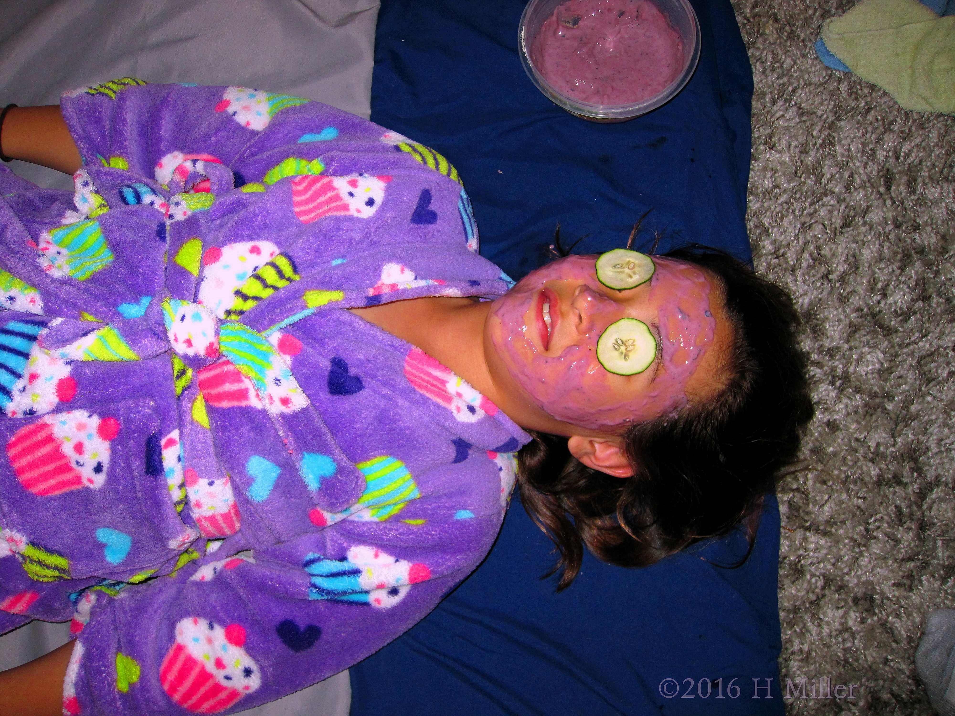 Chilling Out In A Kids Blueberry Facial. Chilling Out In A Kids Blueberry Facial.