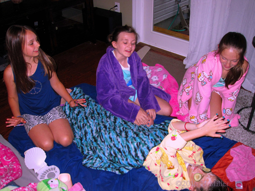 Chatting In The Kids Facials And Massage Area Chatting In The Kids Facials And Massage Area