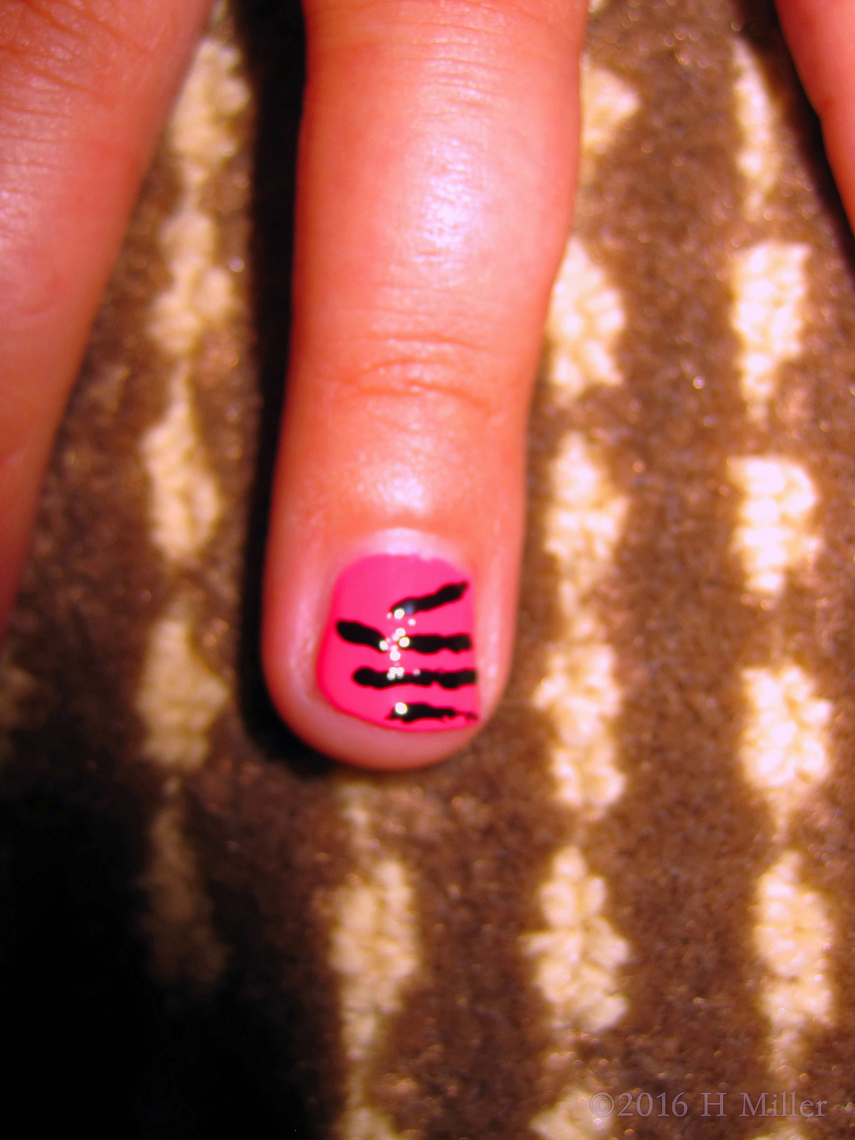 Cute Black And Pink Striped Mini Mani 