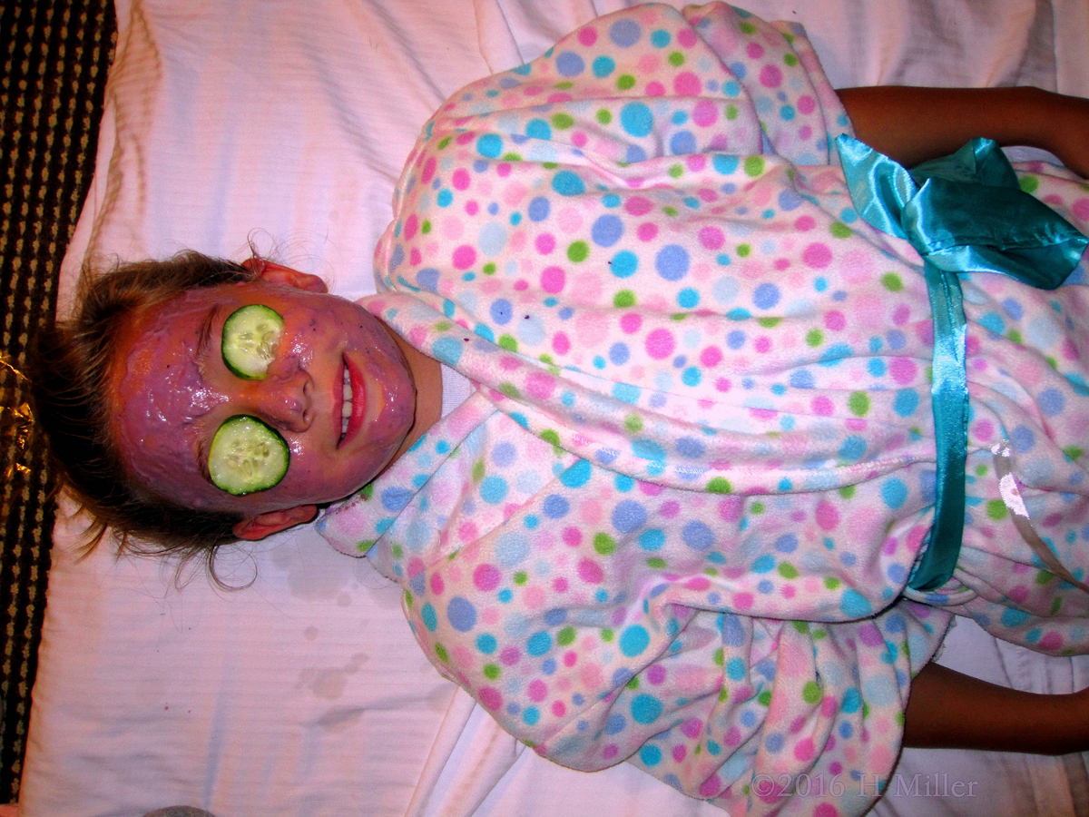 Relaxed And Smiling In A Kids Blueberry Facial 