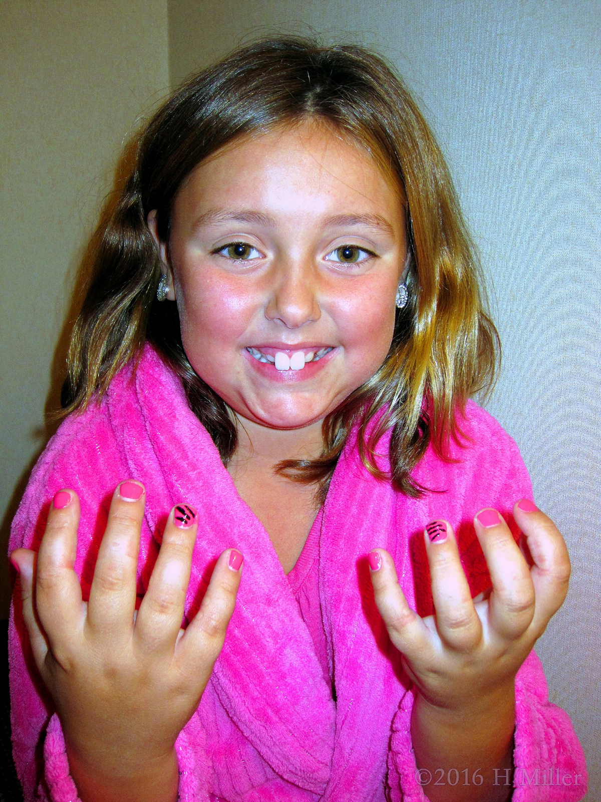 She Loves Her Awesome Pink Manicure! 