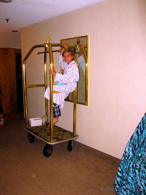 Chilling Out On The Hotel Luggage Cart