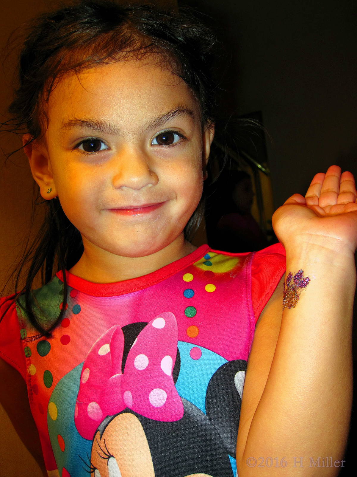 She Loves Her Cute Glittery Pawprint Temporary Tattoo! 
