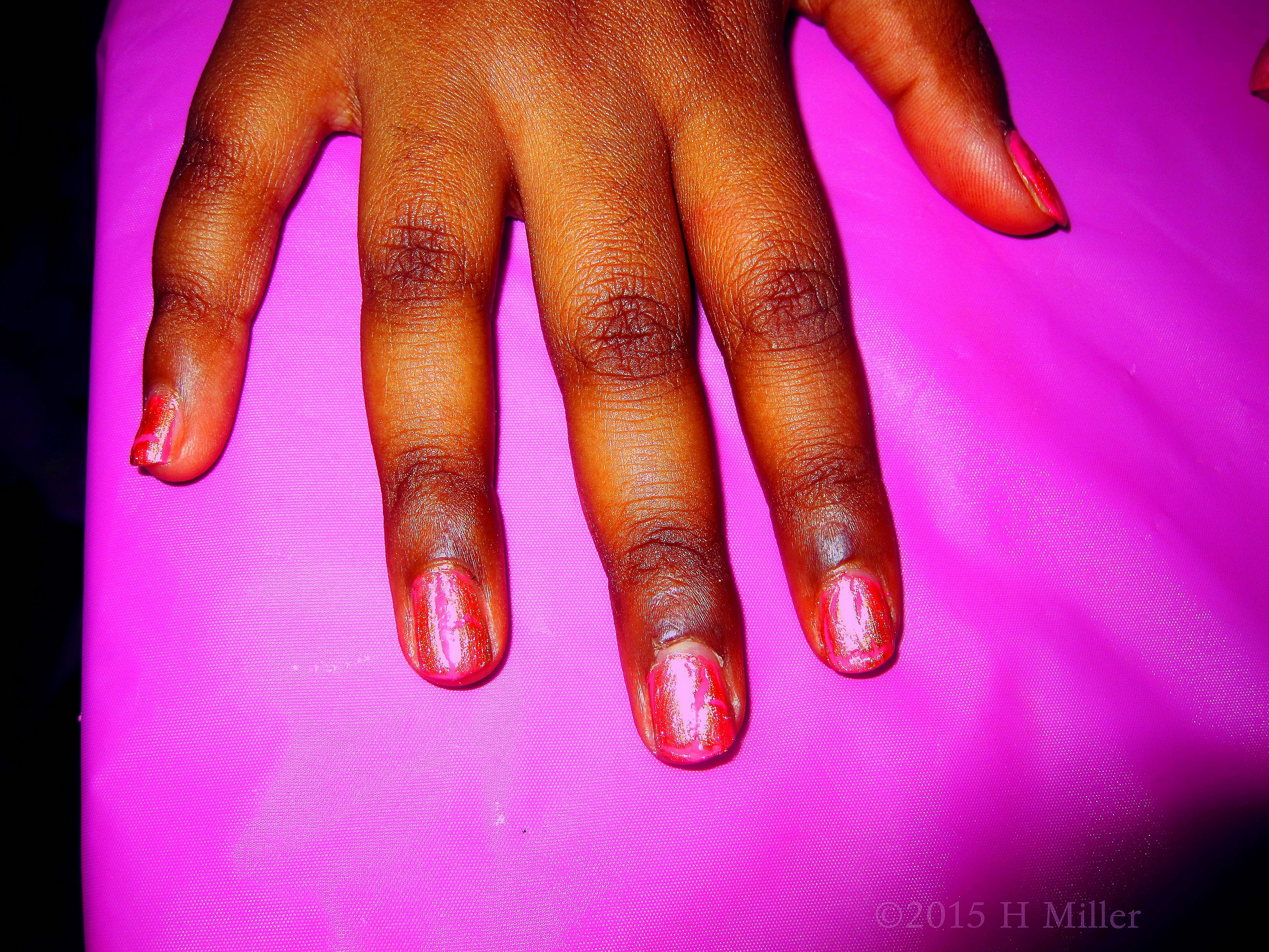Red Shatter And Glitter For This Kids Manicure Red Shatter And Glitter For This Kids Manicure