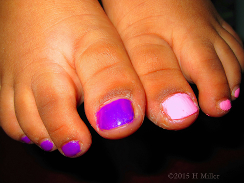 Her Purple And Pink Pedicure Is Just What She Wanted