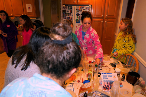 Girls Busy At The Kids Crafts Corner